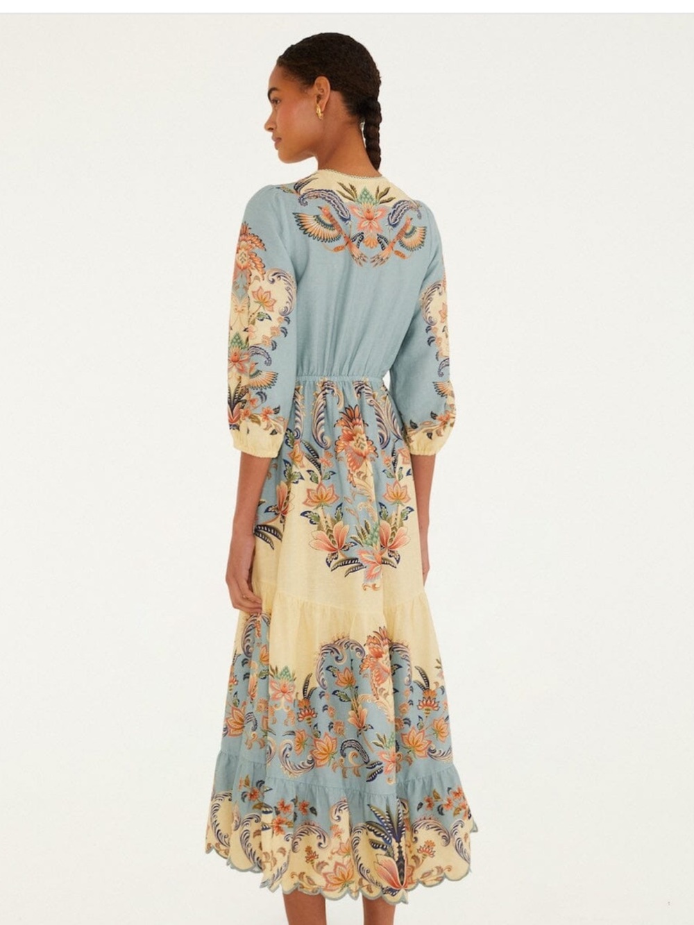 Farm Rio Butter Yellow Boho Beauty Maxi Dress. NWT Size M. Sold Out - Picture 3 of 4